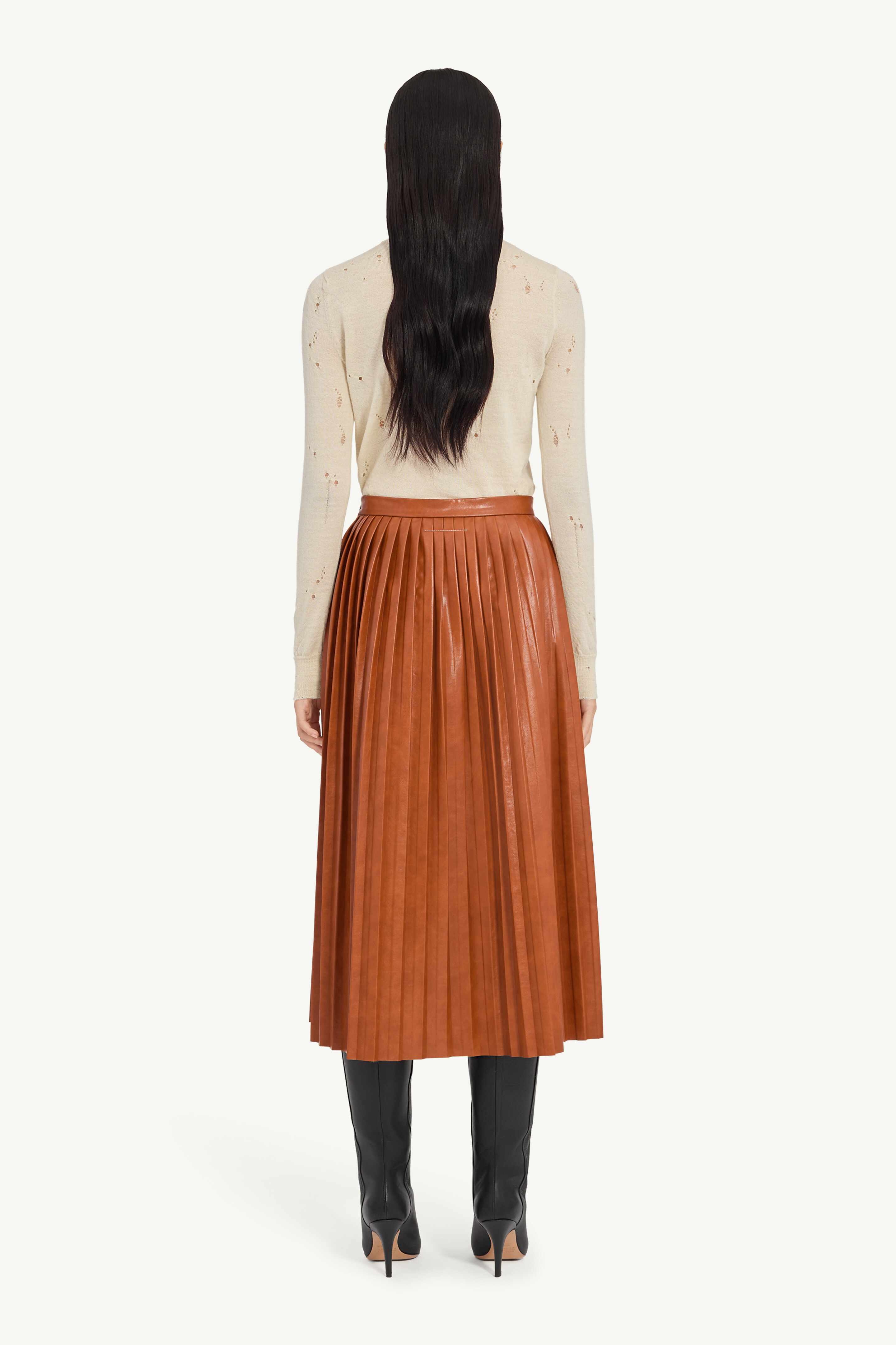 Faux leather midi skirt - 4