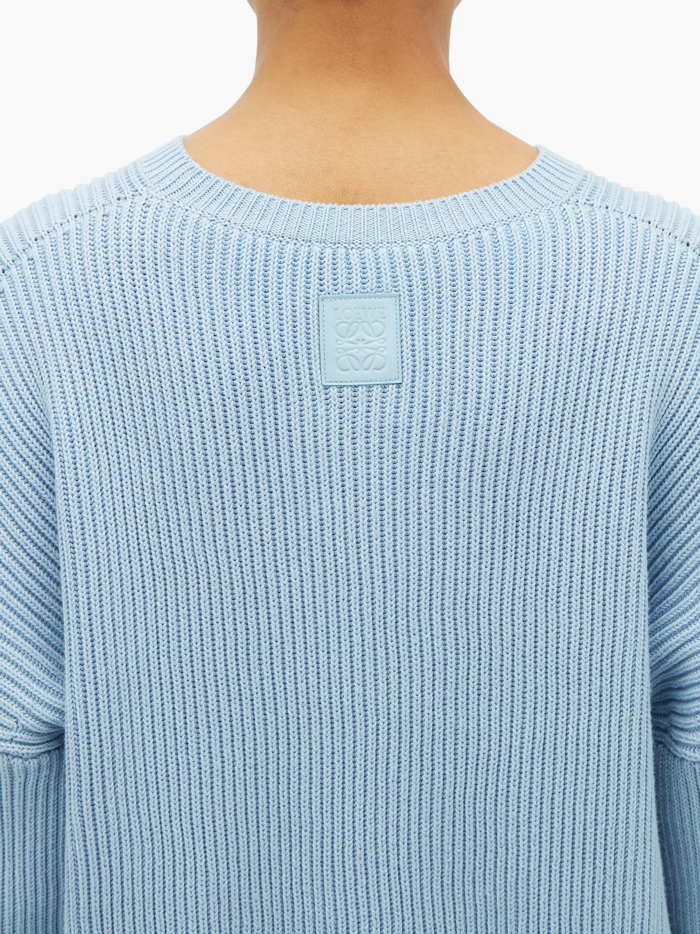 Dropped-shoulder ribbed cotton sweater - 4