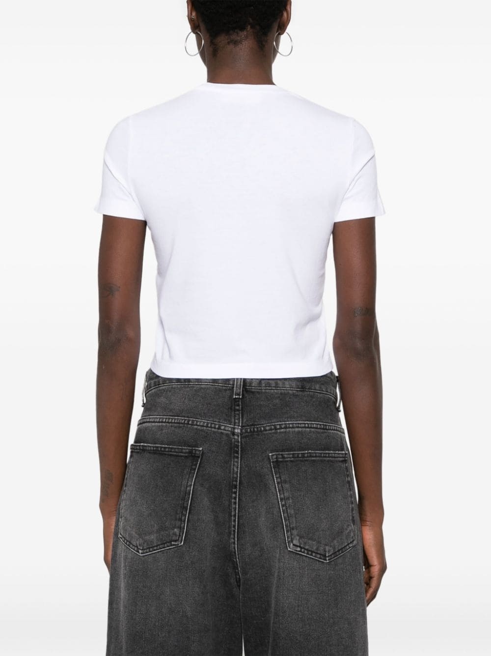 logo-print cropped T-shirt - 4