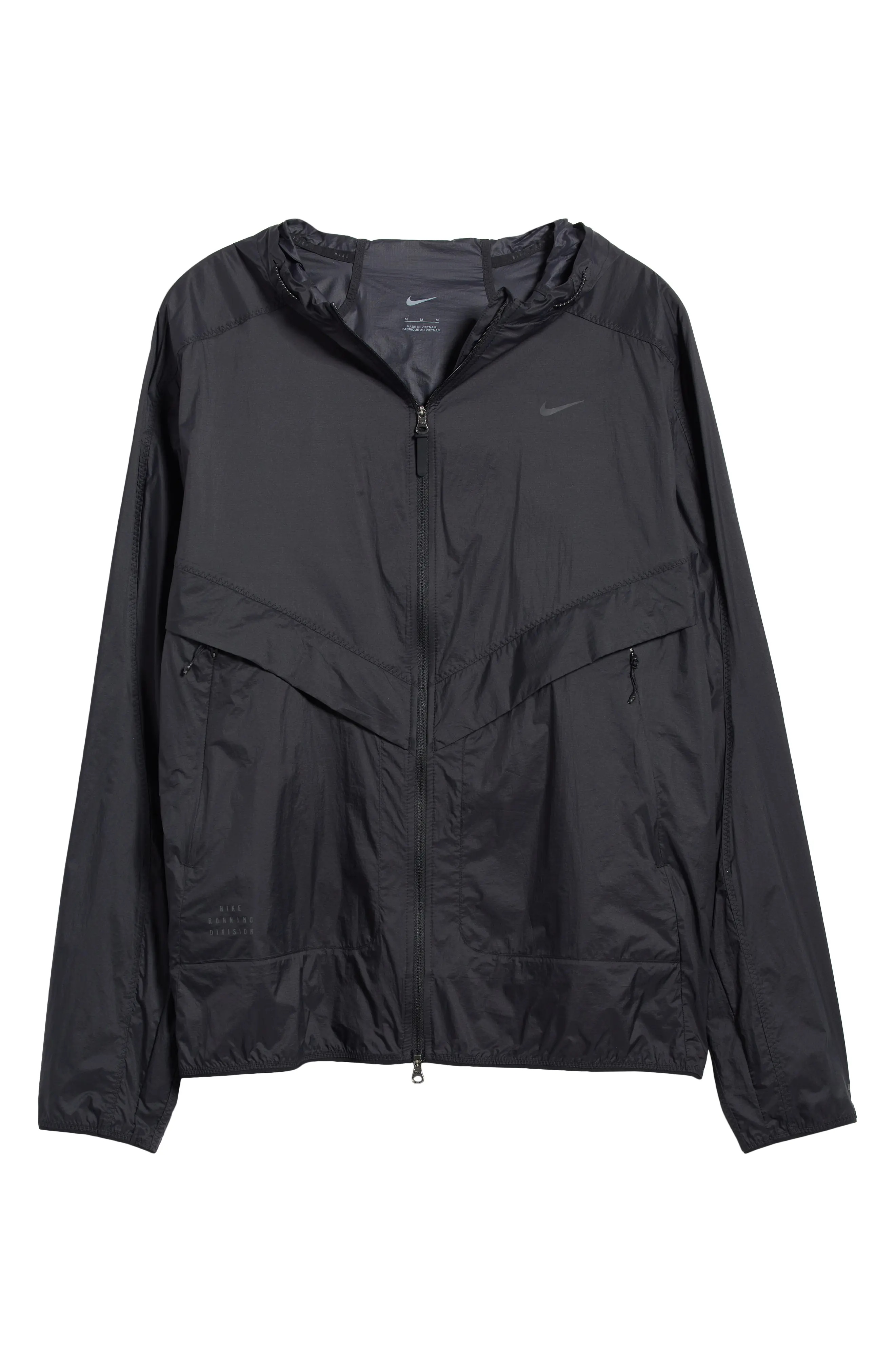 Running Division Hooded Nylon Running Jacket in Black/Black - 6