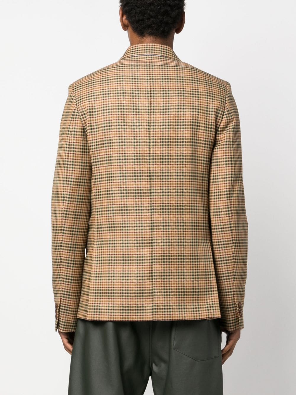 checked single-breasted blazer - 4