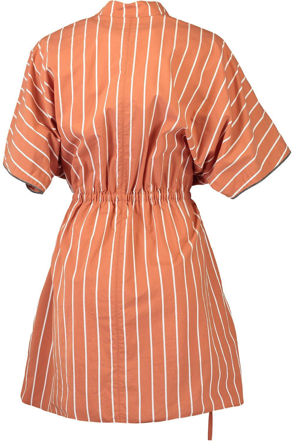 Stripe Cinch Waist Dress - 5