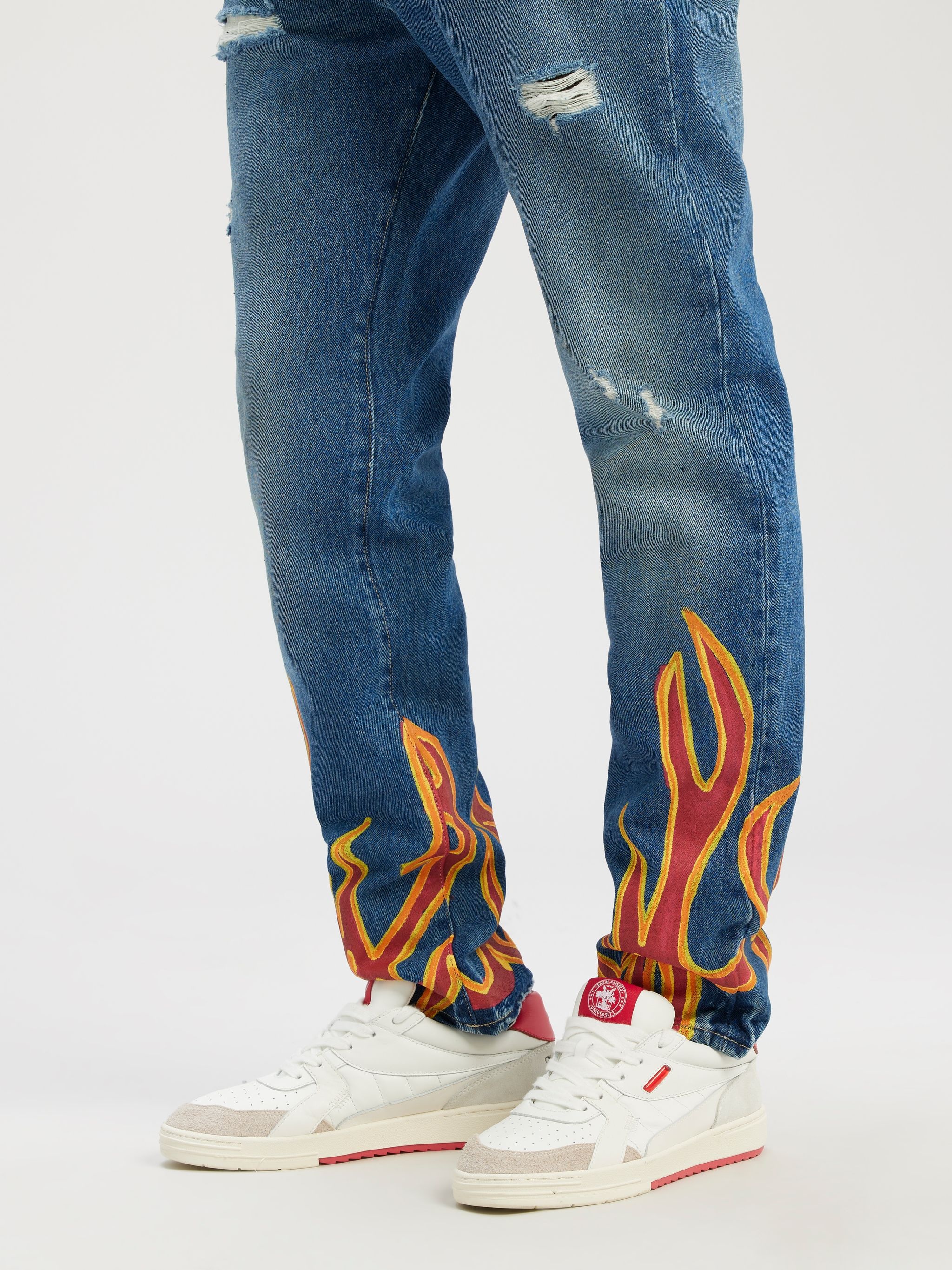 BURNING FLAMES REGULAR DENIM PANTS - 6