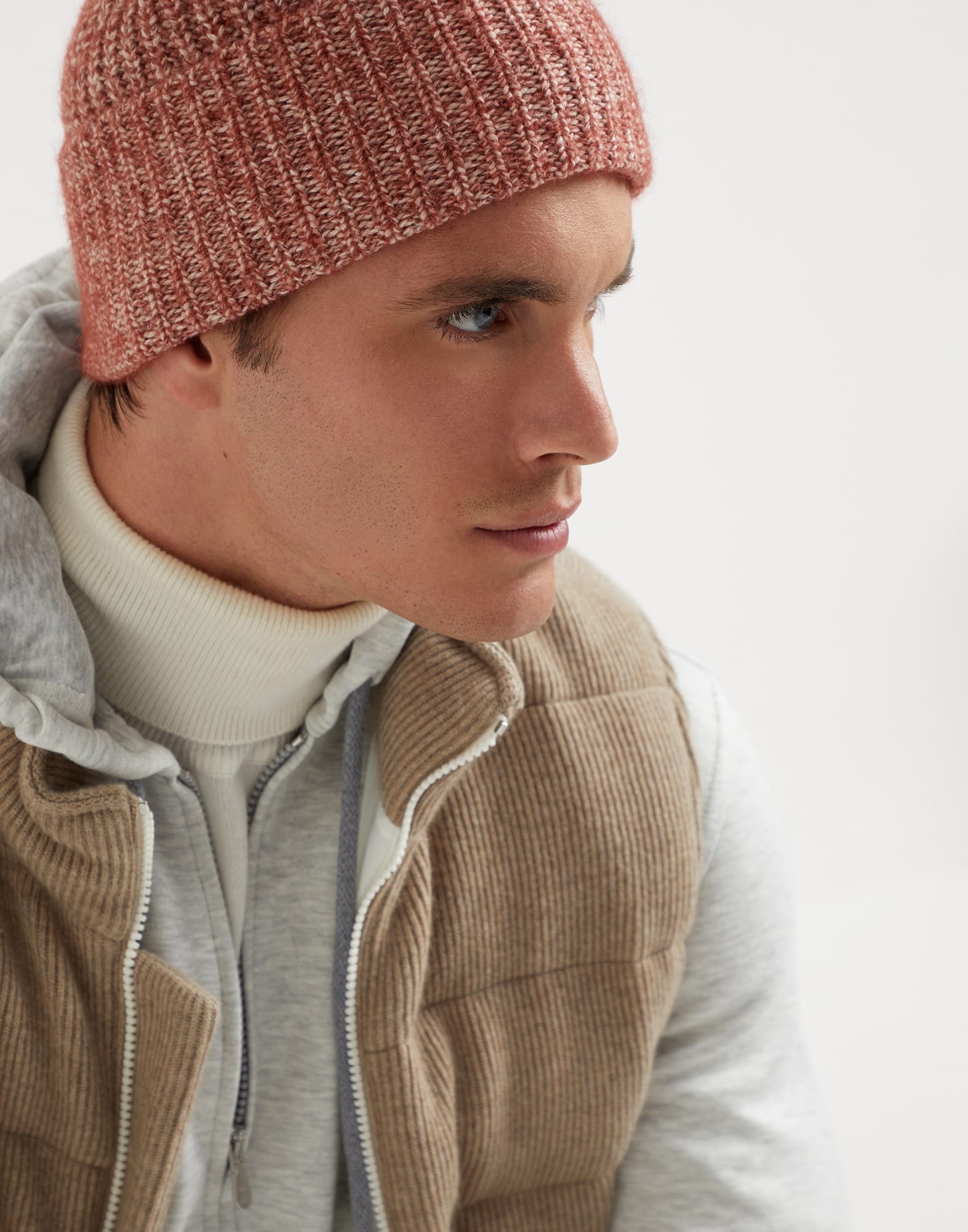 Virgin wool, alpaca and cashmere rib knit beanie - 3
