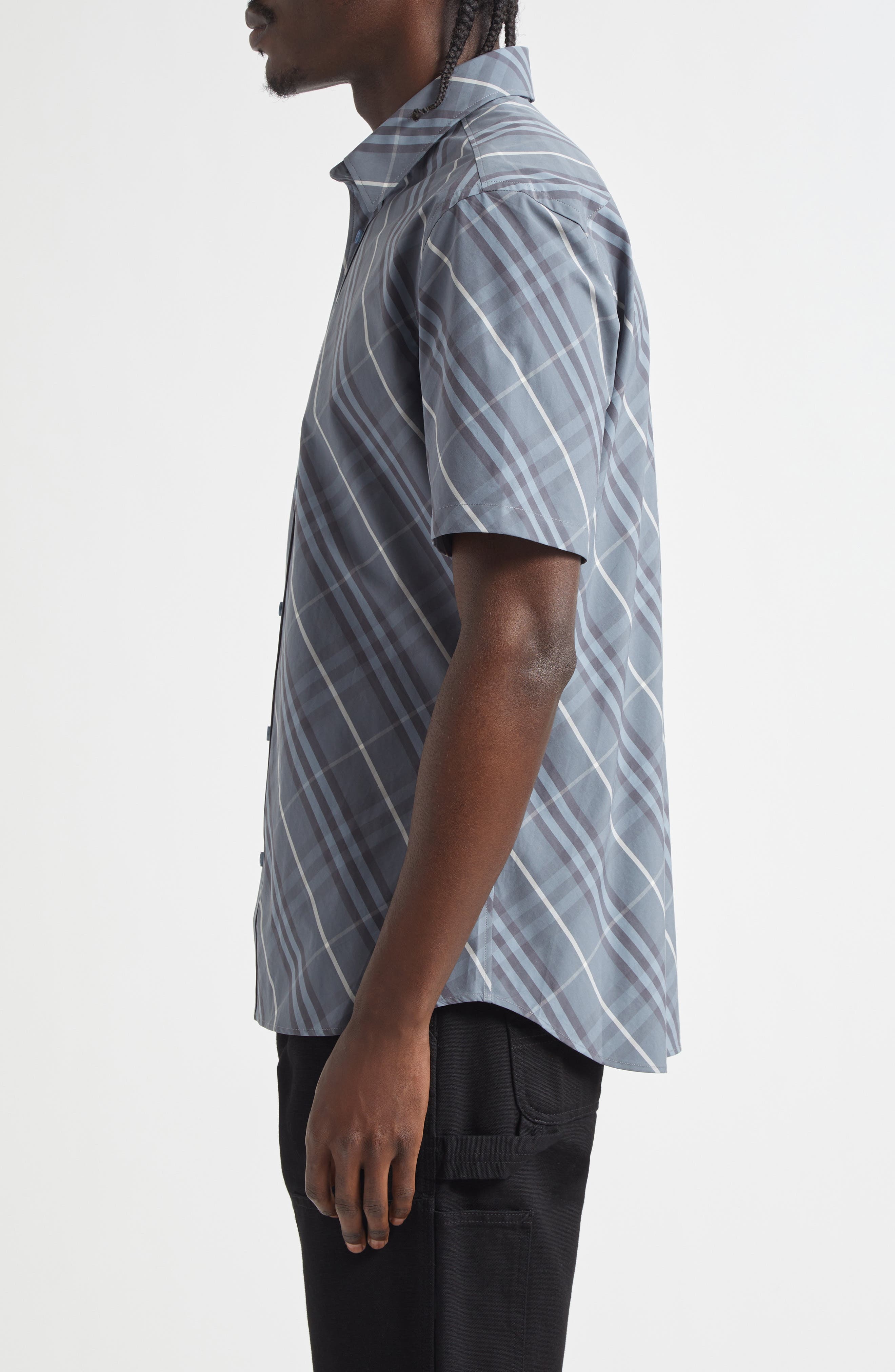burberry Check Cotton Button-Up Shirt in Pewter Ip Check at Nordstrom - 3