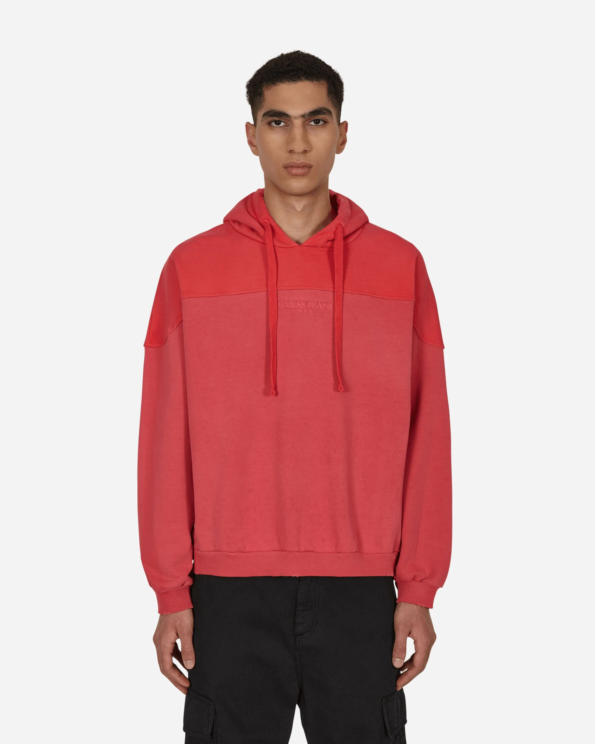Two Tone Hooded Sweatshirt Red - 1