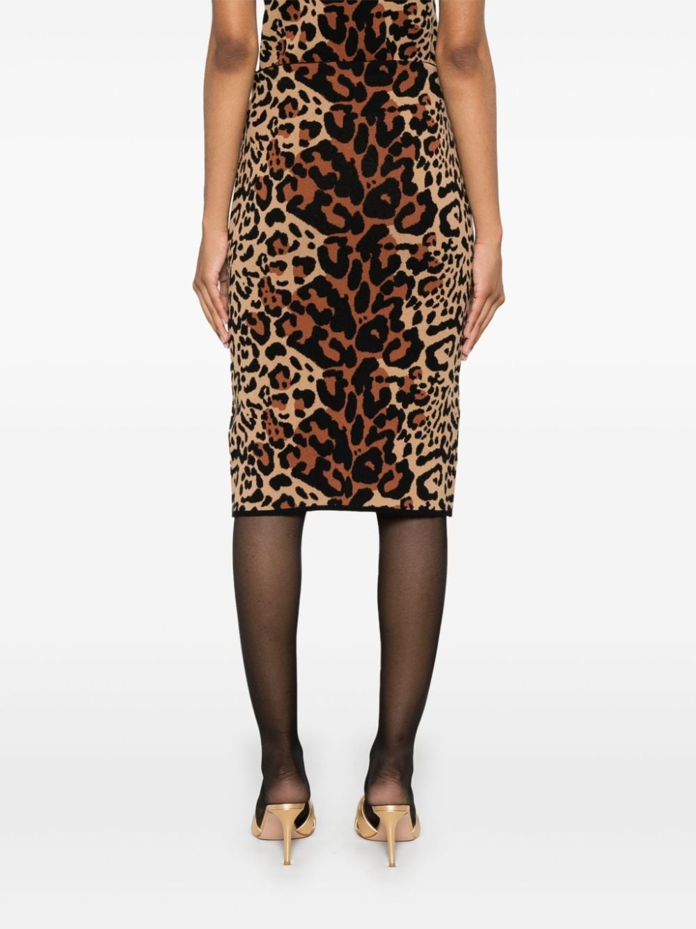 leopard-jacquard midi skirt - 4