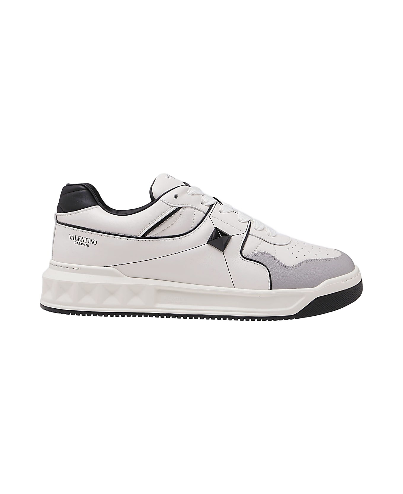 Grey And White Leather Sneakers - 1