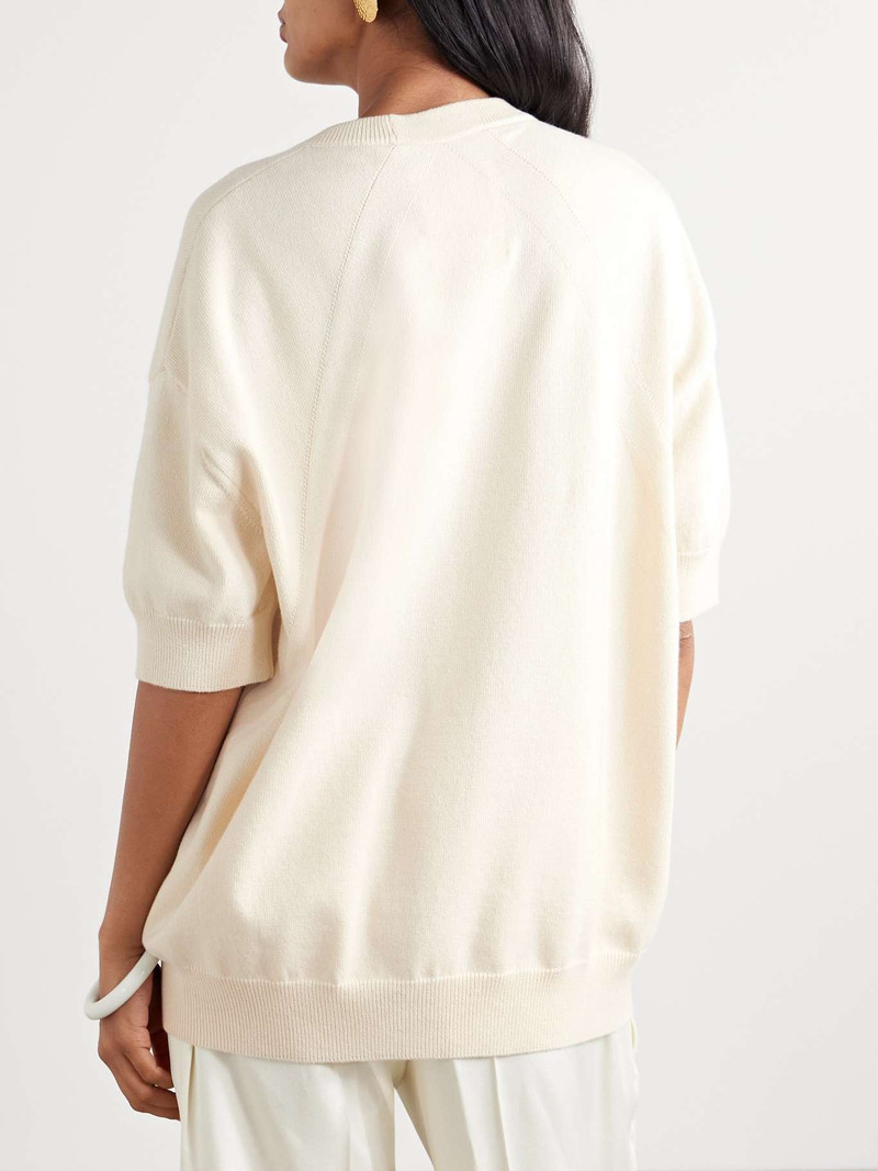 Oversized cotton and cashmere-blend sweater Cream 3