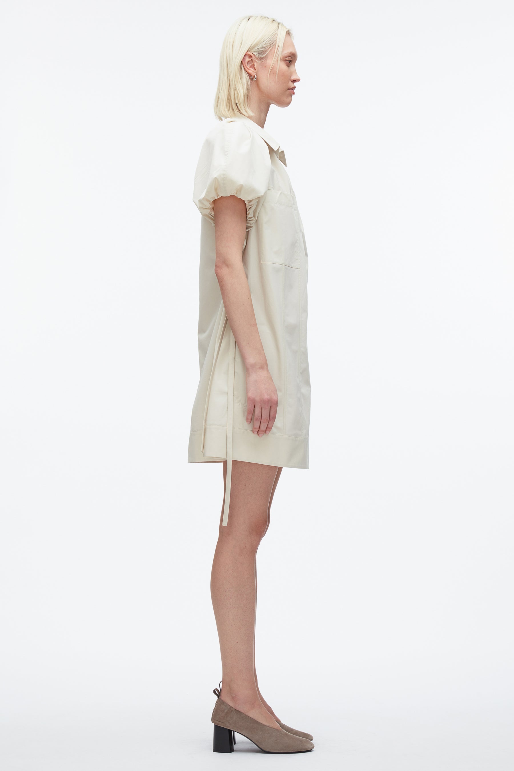 Puff Sleeve Short Shirt Dress - 3