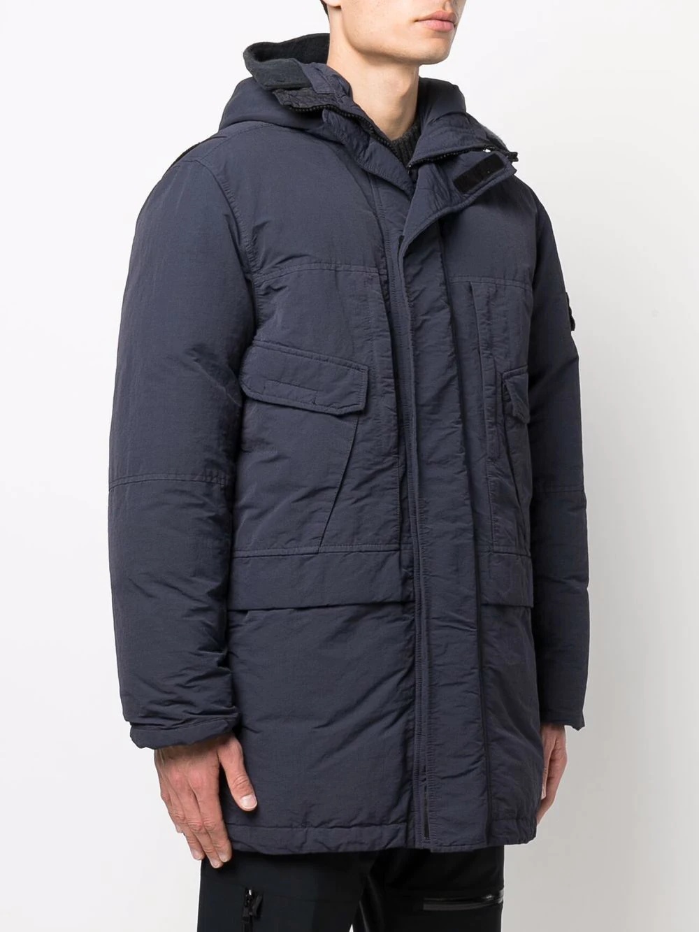 Compass-logo hooded padded parka - 3