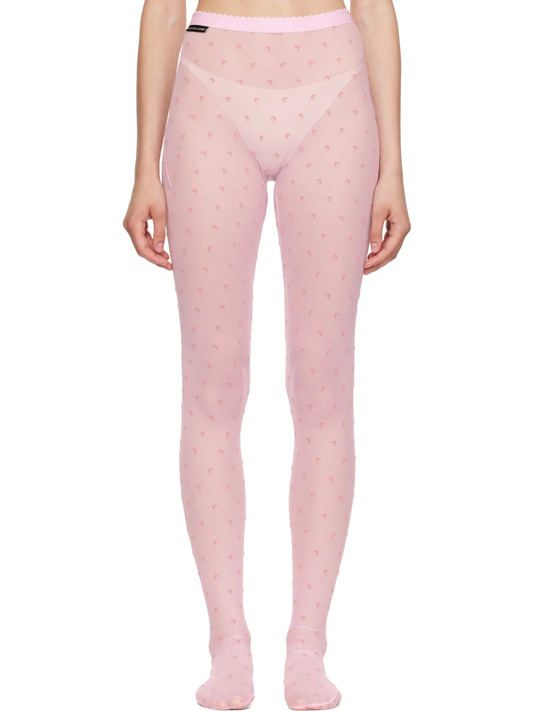 Pink Plumetis Mesh Tights - 1