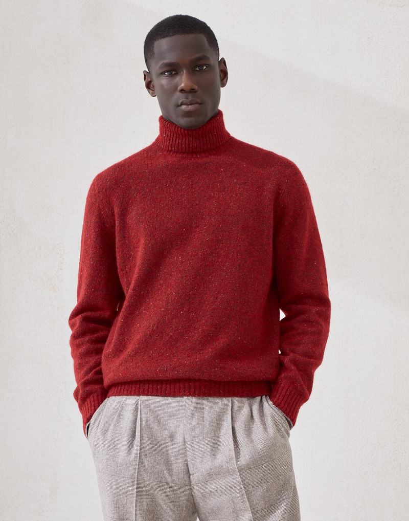 Flecked alpaca, wool, silk and cotton turtleneck sweater 1