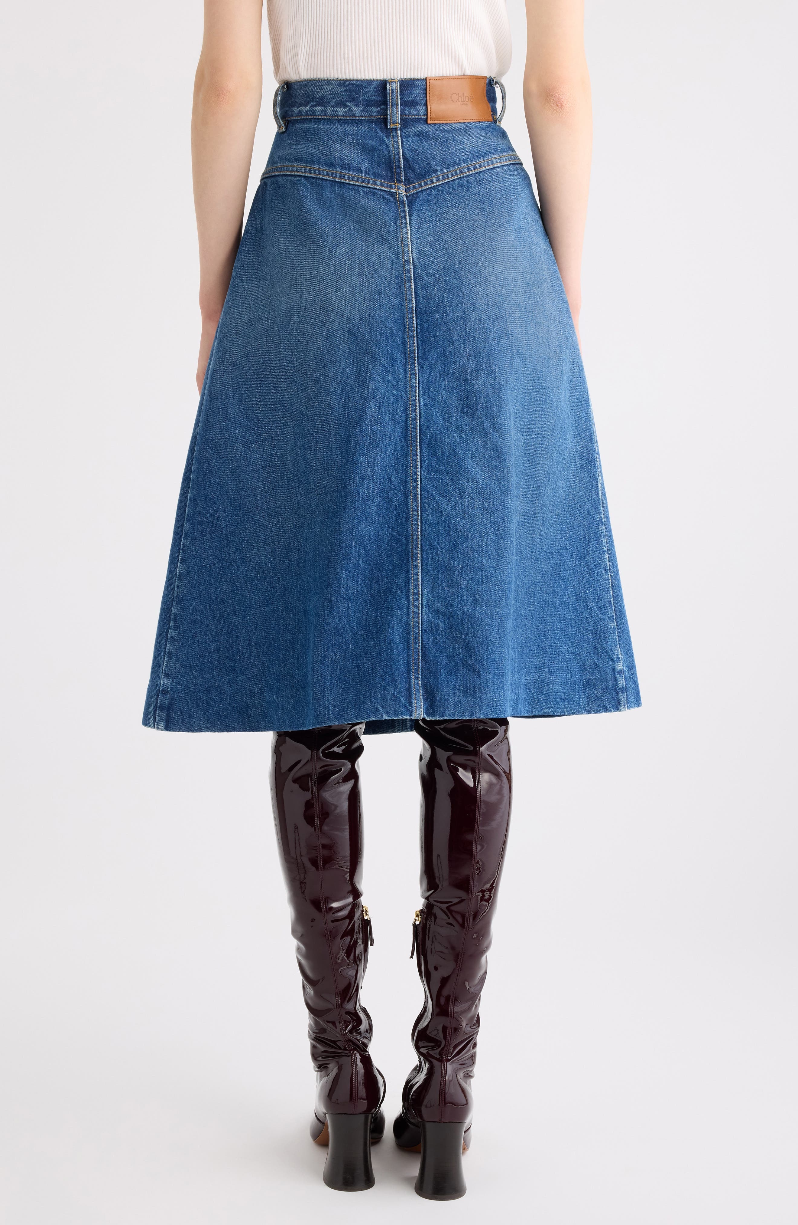 Chloé Broken Blue Denim Skirt in Hazy Blue at Nordstrom - 3