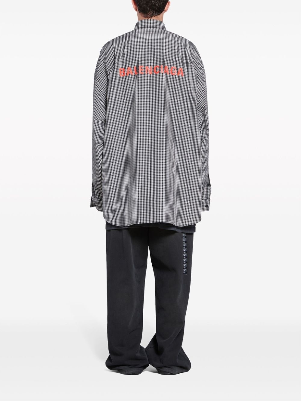 logo-print check-pattern shirt - 4