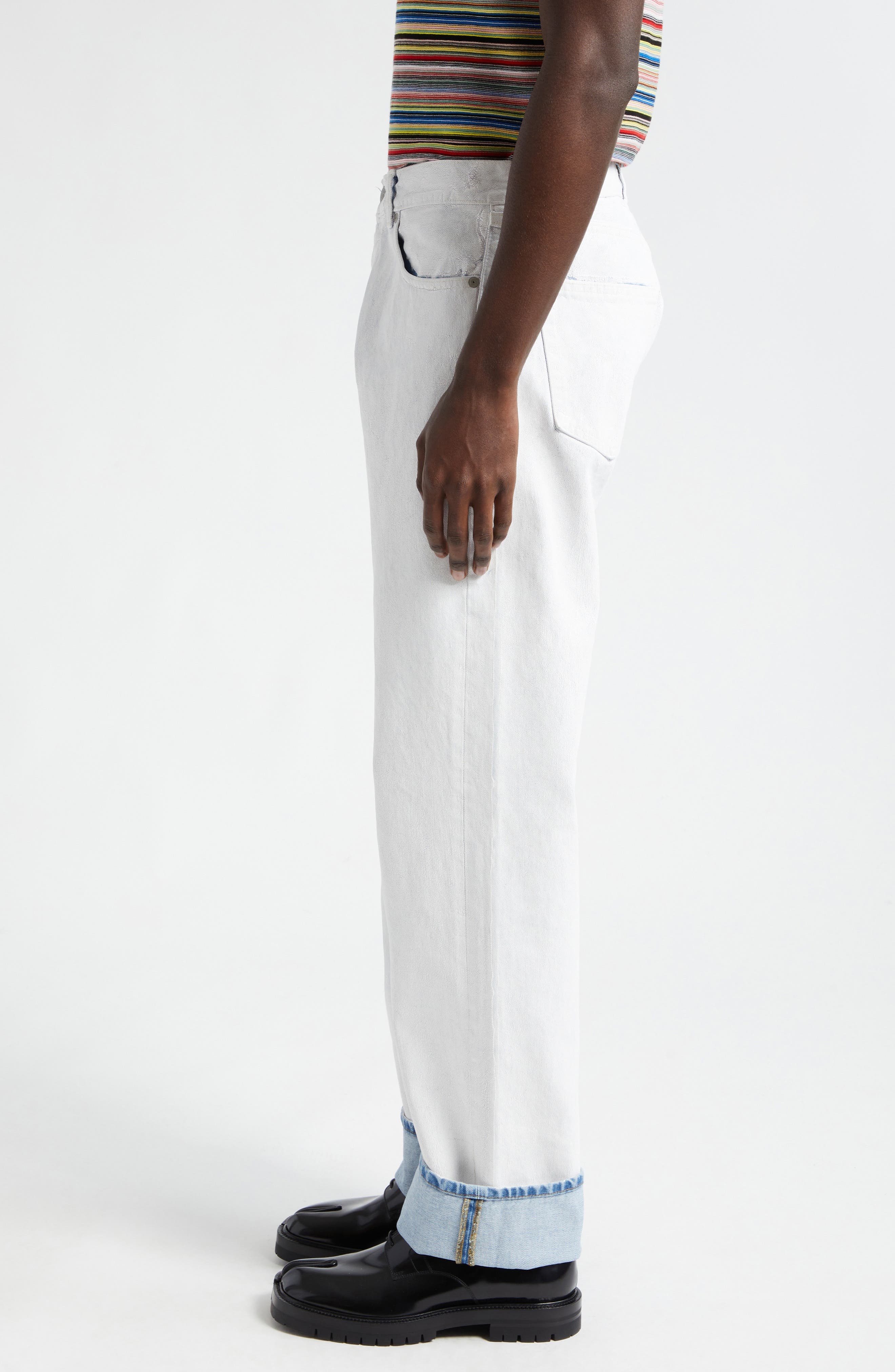 Maison Margiela Bianchetto Hand Painted Denim Jeans in White Paint at Nordstrom - 4