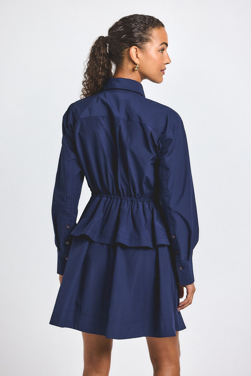 DEREK LAM 10 CROSBY AZUREN COTTON POLY PEPLUM SHIRT DRESS outlook
