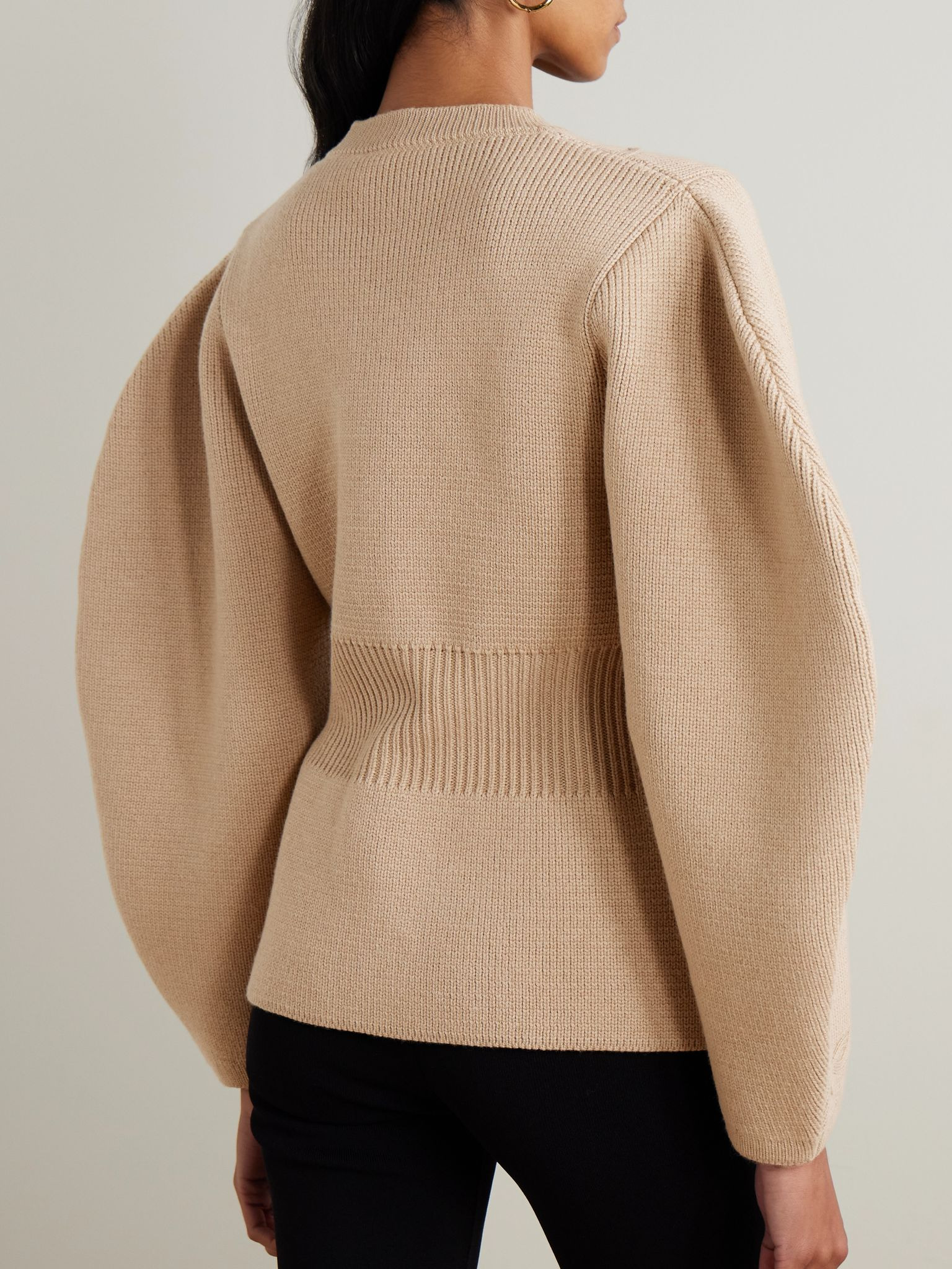 Adrian ribbed cable-knit wool cardigan Camel - 3