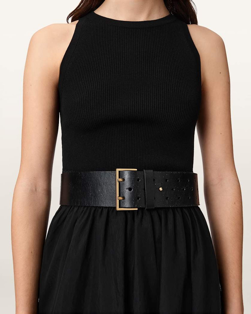 ALLSAINTS LEO LEATHER WIDE BELT outlook