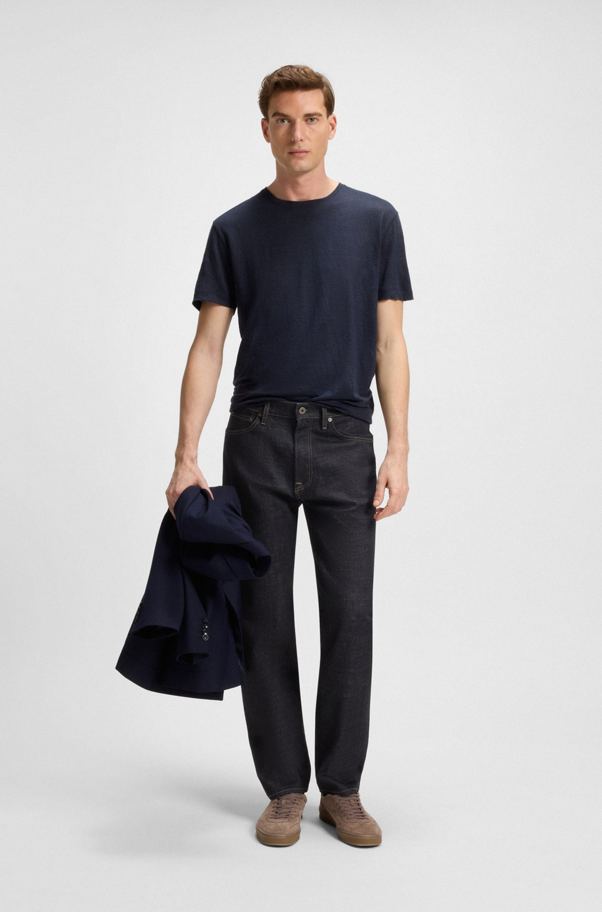 BECKHAM X BOSS REGULAR-FIT JEANS IN DARK-BLUE DENIM - 3