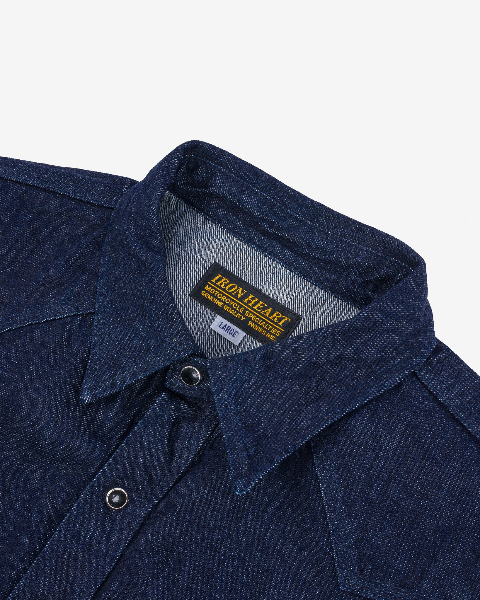 IHSH-33-T 12oz Selvedge Denim Western Shirt With Tonal Stitching - Indigo - 12