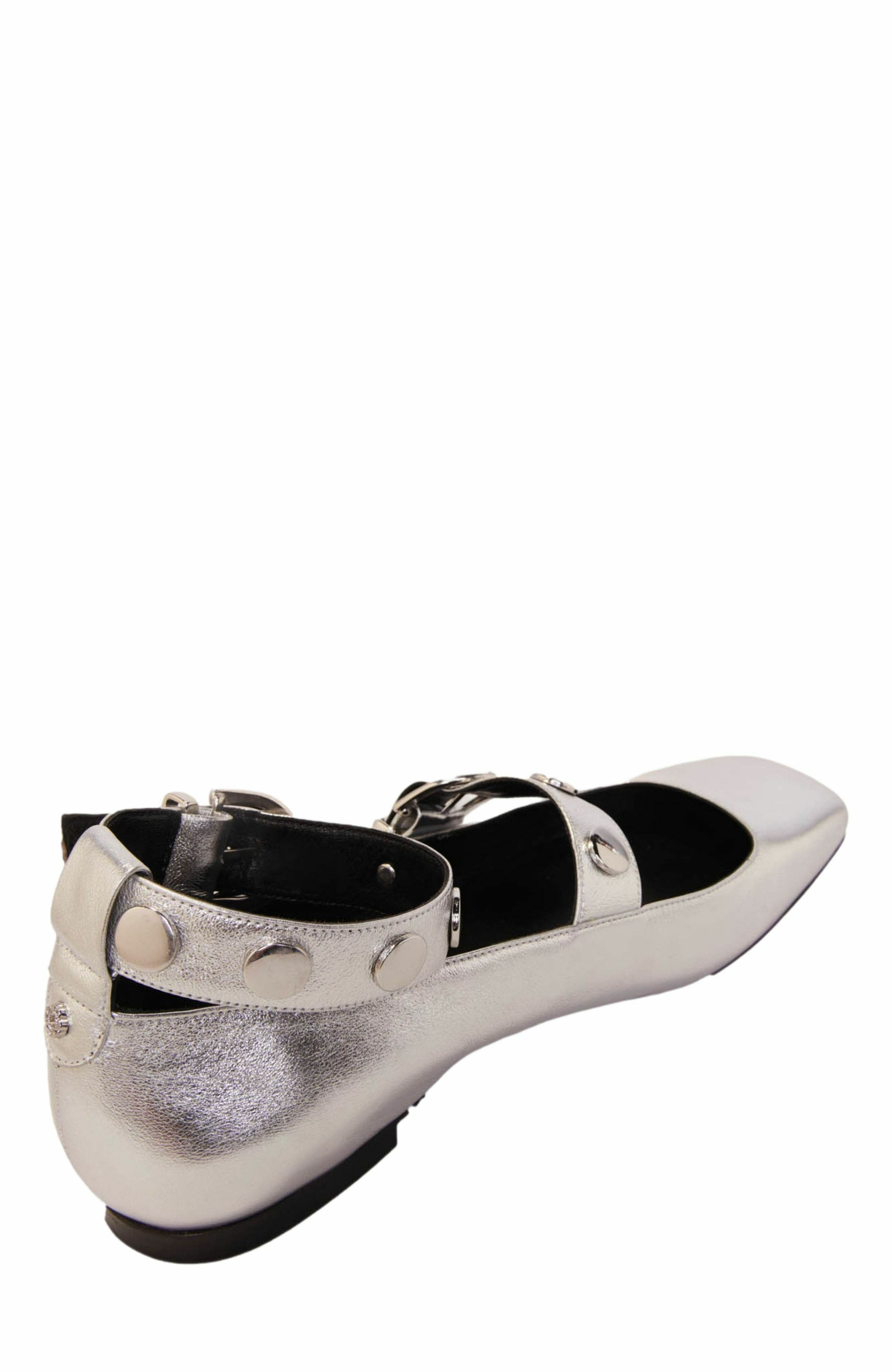 maje Metallic leather Mary Janes in Silver at Nordstrom - 3