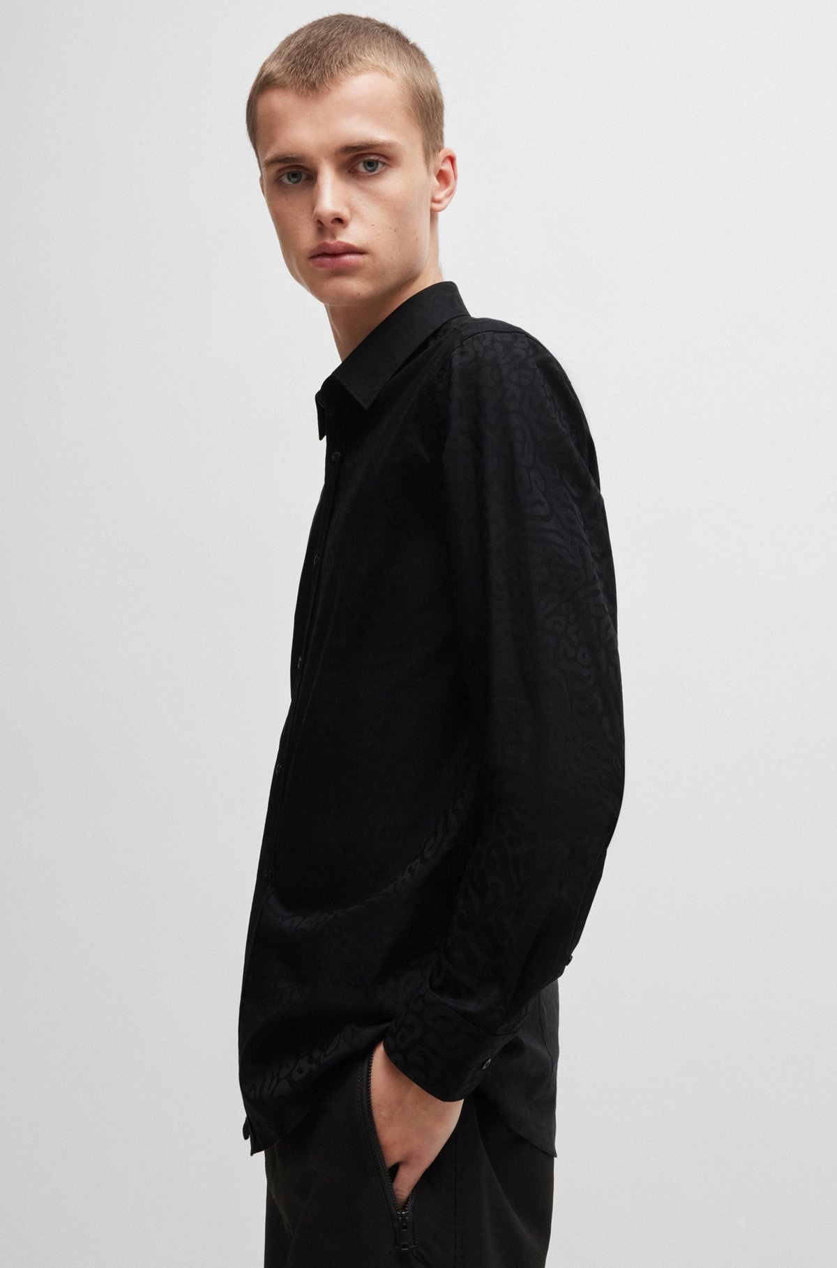 EXTRA-SLIM-FIT SHIRT IN ANIMAL-PATTERN COTTON JACQUARD - 6