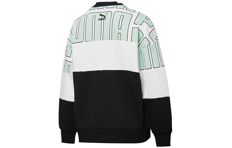 (WMNS) PUMA Colourblock Aop Sweatshirt 'Black Green White' 598241-32 - 3