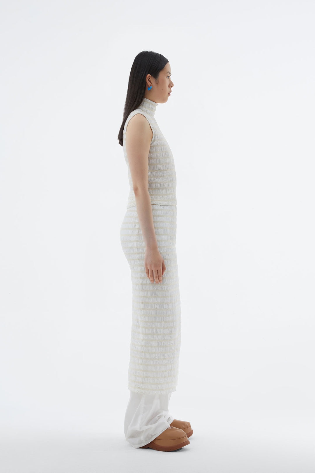 EMBROIDERED STRETCH CREAM TOP - 3