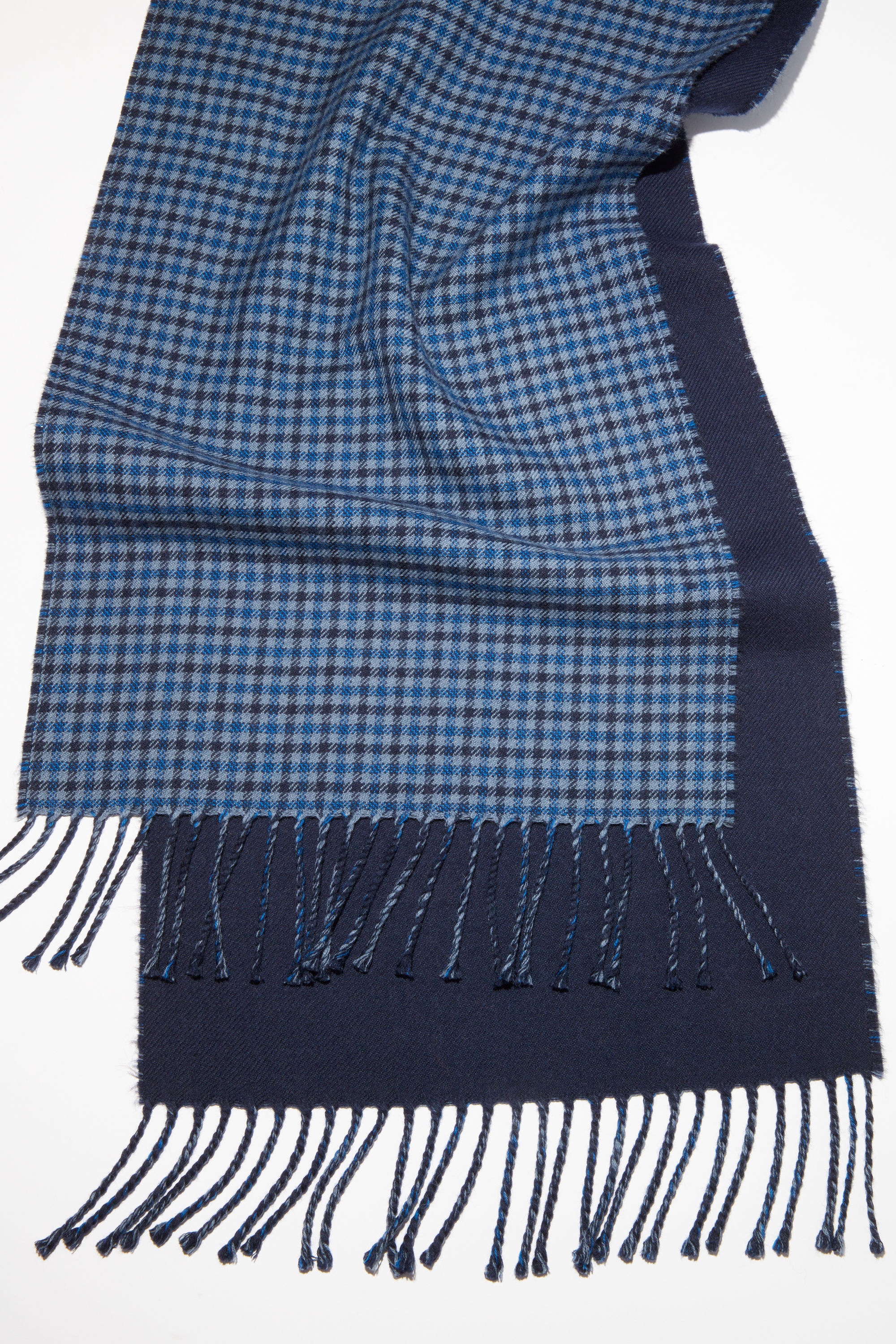 Contrast logo jacquard wool scarf - Navy blue - 4