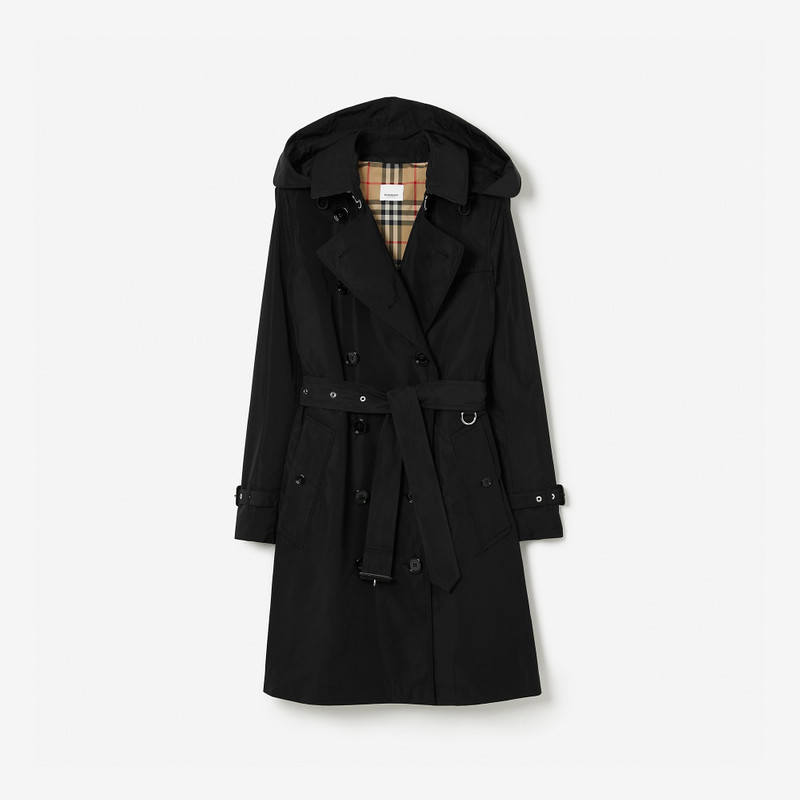 Detachable Hood Taffeta Trench Coat - 1