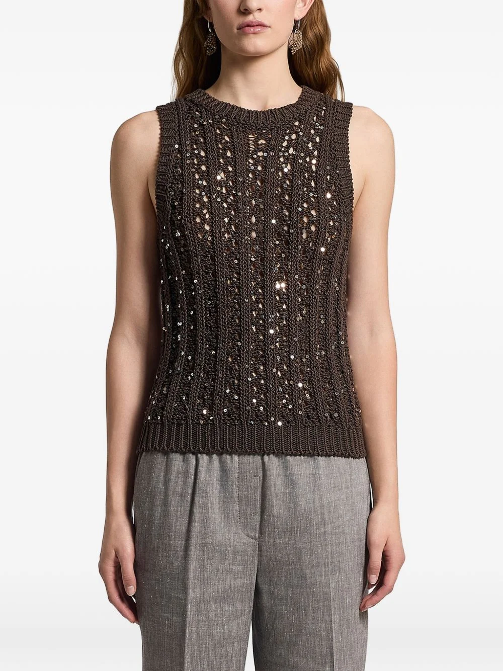 sequinned cotton top - 1