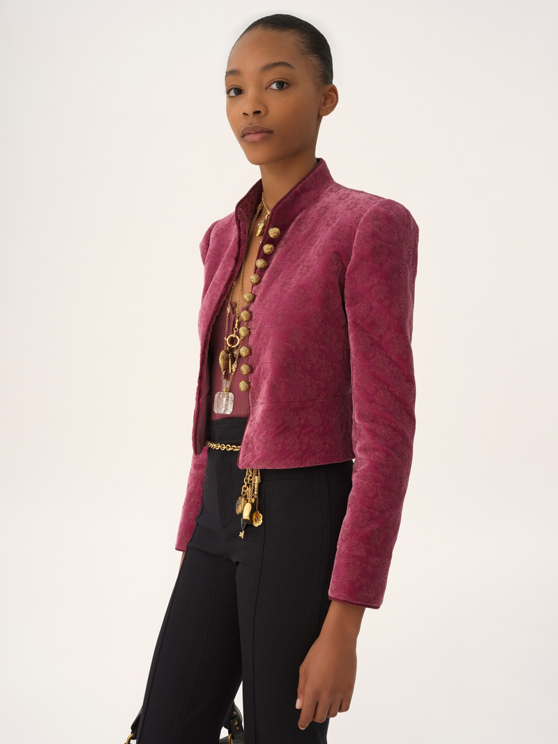 CROPPED FITTED JACKET IN VELVET 3