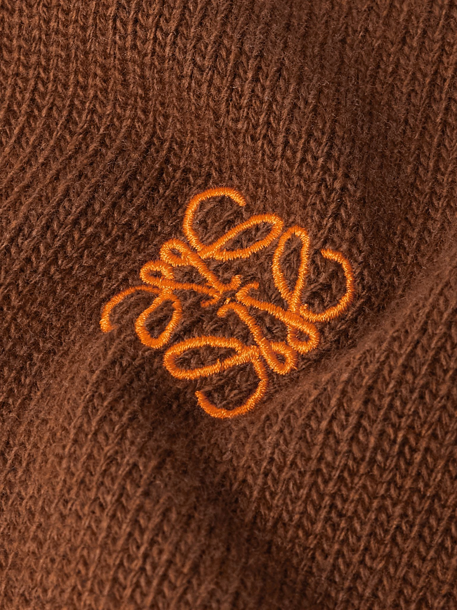 Anagram Logo-Embroidered Wool Sweater Brown - 5