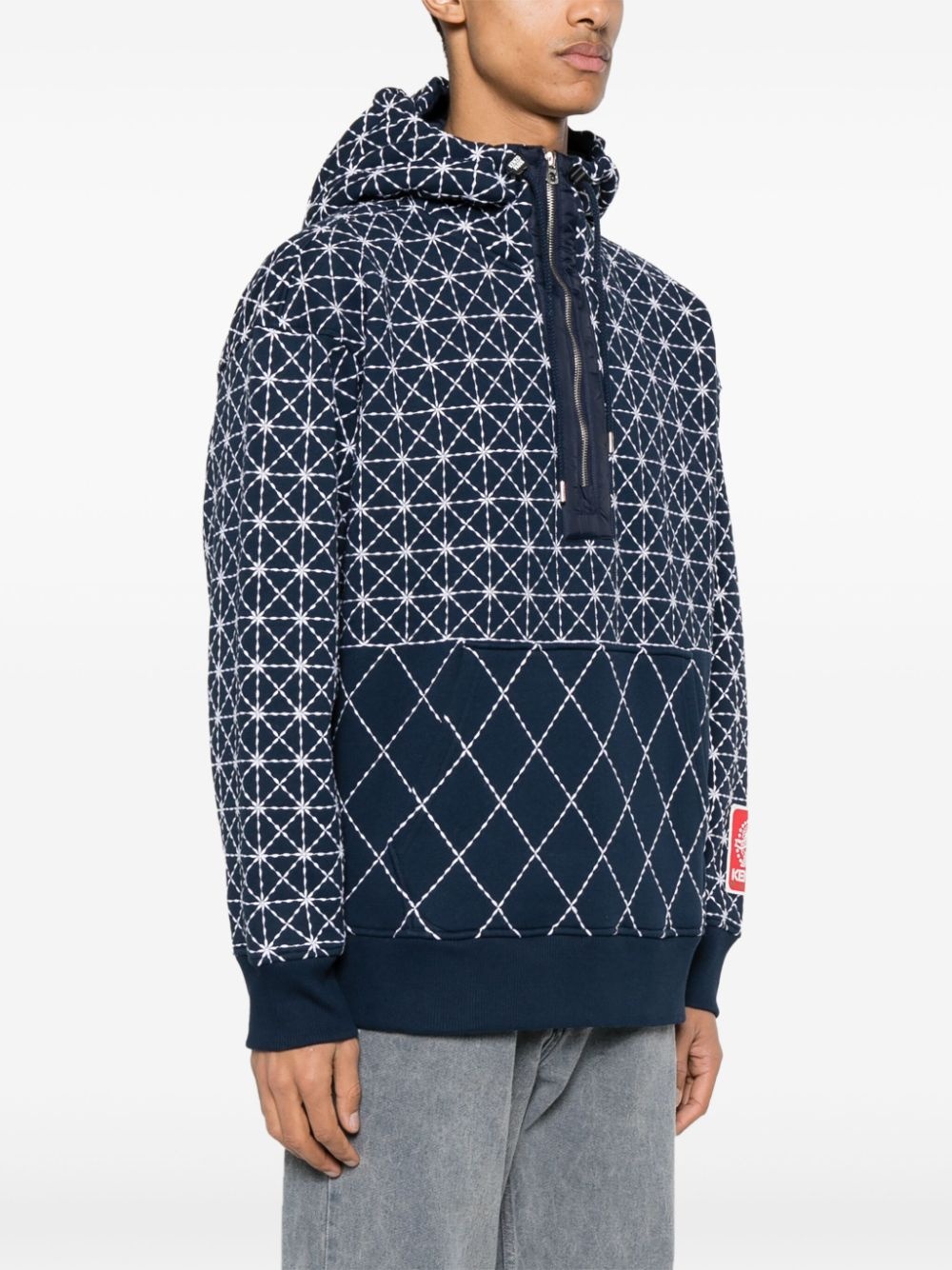 Sashiko Stitch cotton hoodie - 3