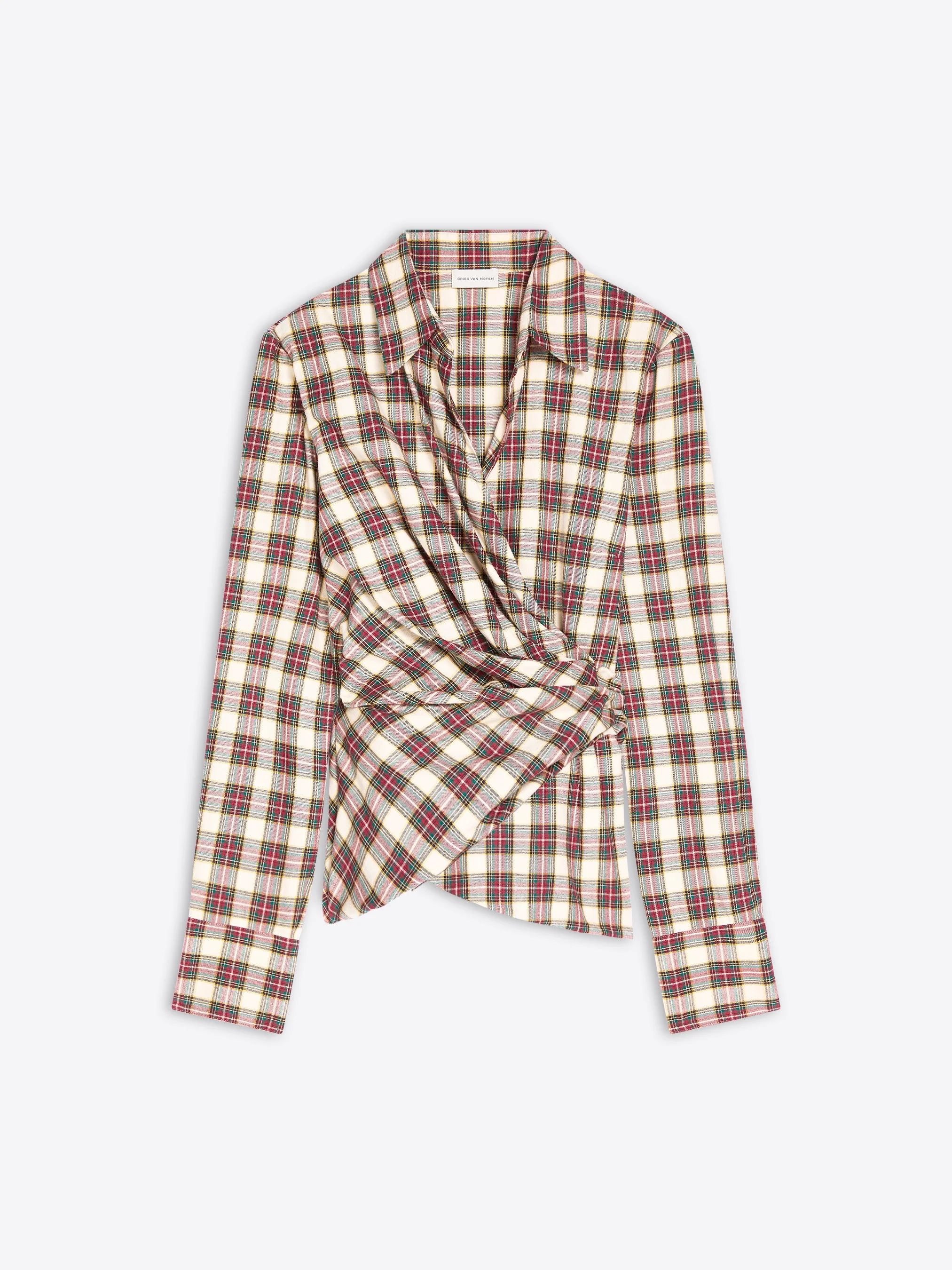 FITTED FLANNEL WRAP SHIRT - 1