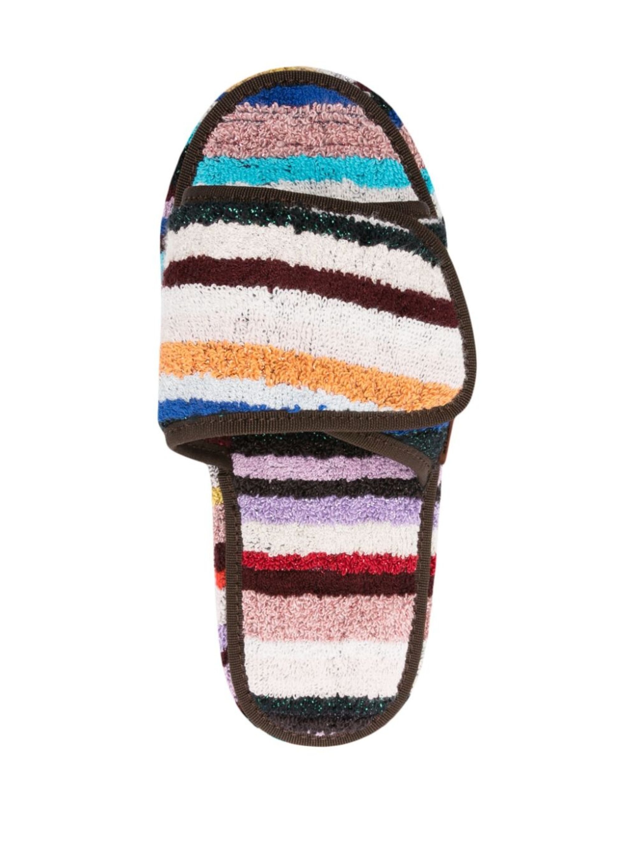 striped touch-strap slippers - 7