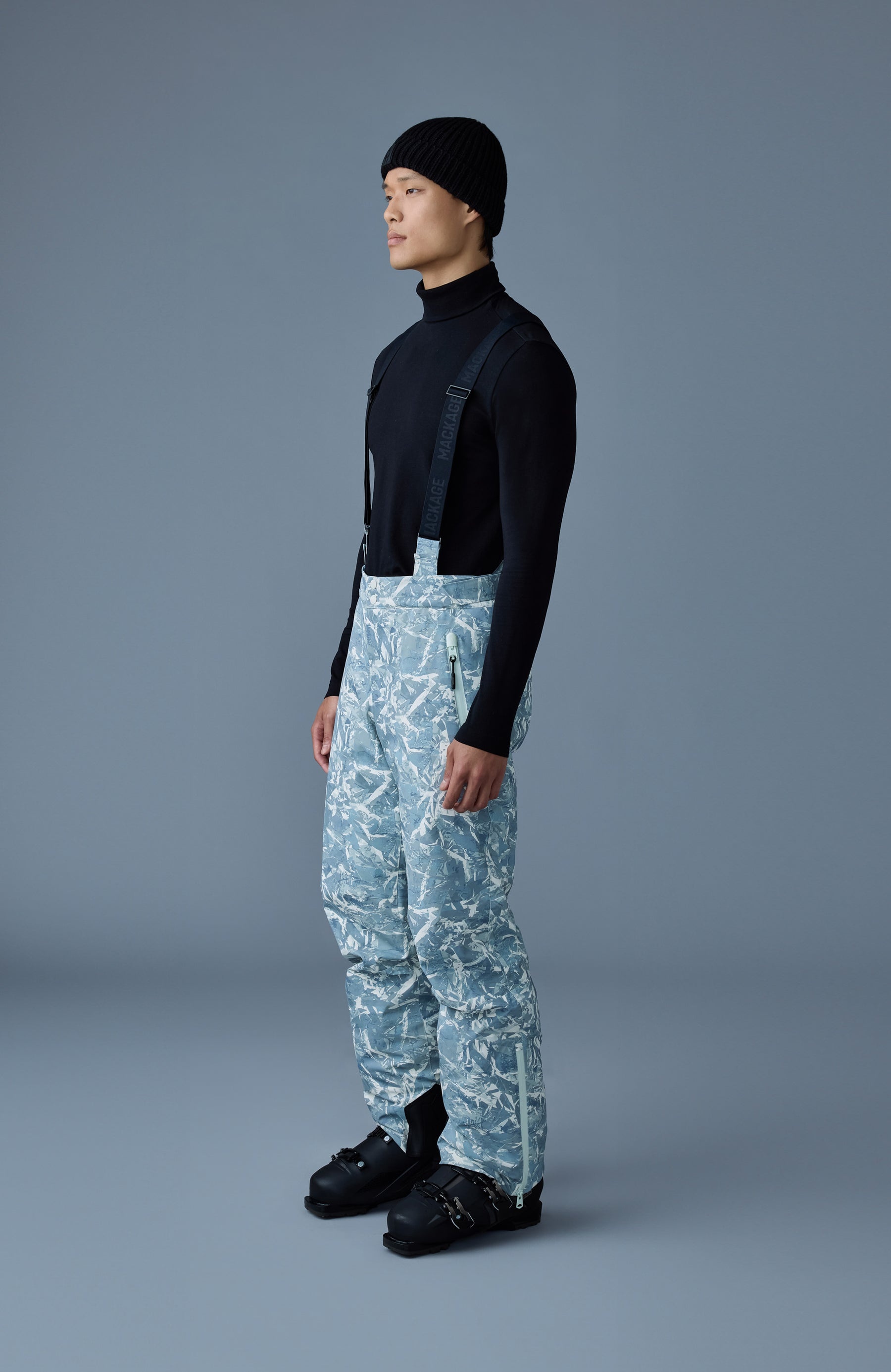 KENYON-FP Frost pattern ski pants with removable suspender - 3