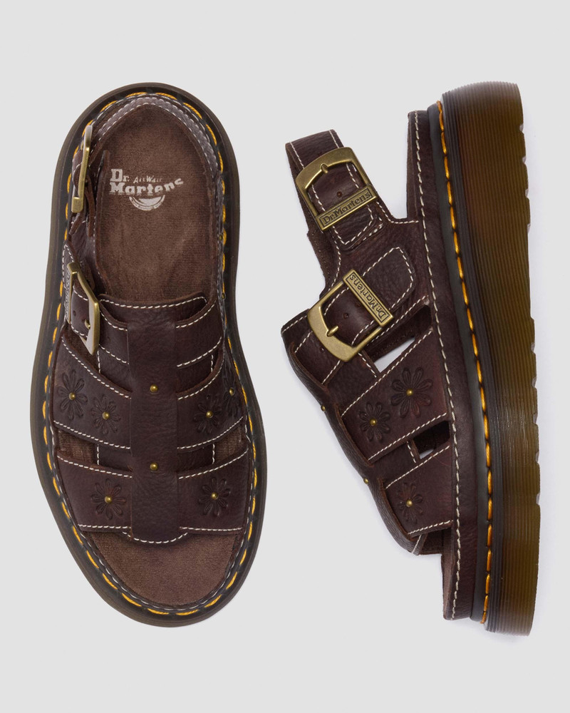 Dr. Martens Wrenlie Open Toe Grizzly Leather Fisherman Platform Sandals outlook