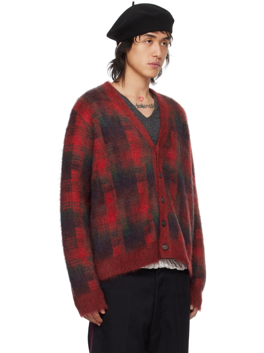 Red Check Cardigan - 2