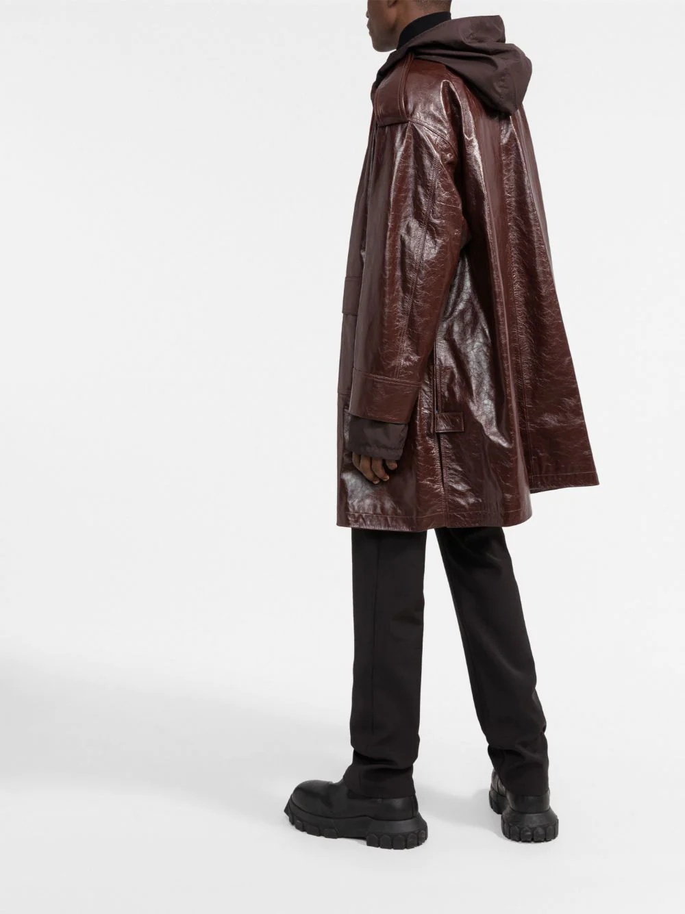 zipped-up leather coat - 4