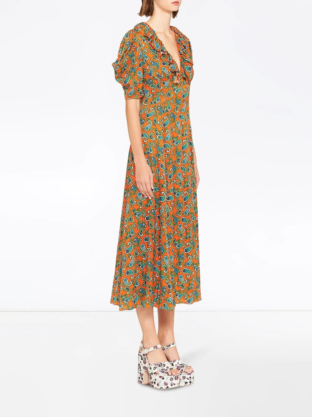 paisley printed jacquard dress - 3