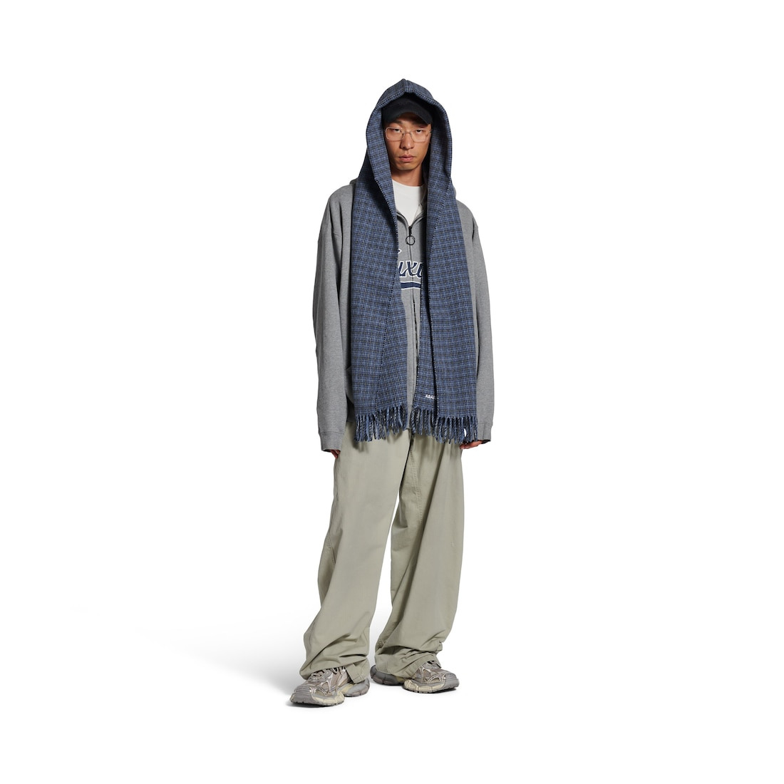 Men's Hooded Scarf in Blue - 4