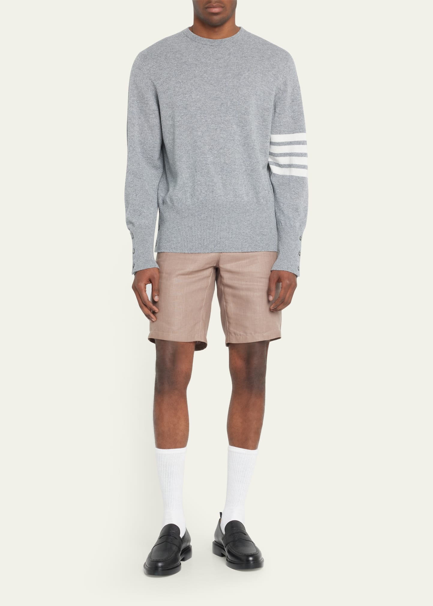 Men's Striped-Sleeve Cashmere Sweater - 2