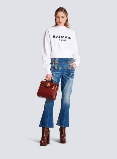 Balmain Eco-responsible cotton cropped sweatshirt with Balmain logo print outlook