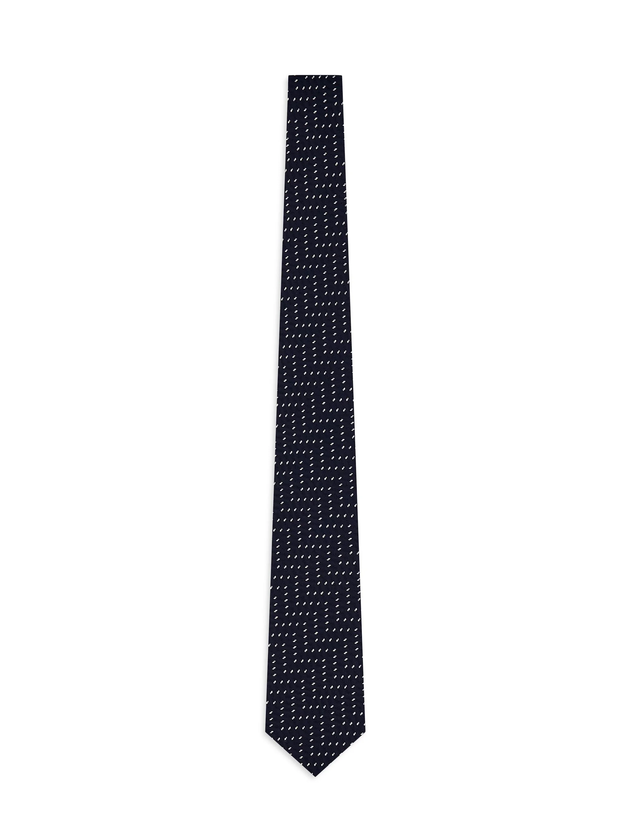 Men's Wide Chevron Geometric Silk Tie - Black Fancy - 1