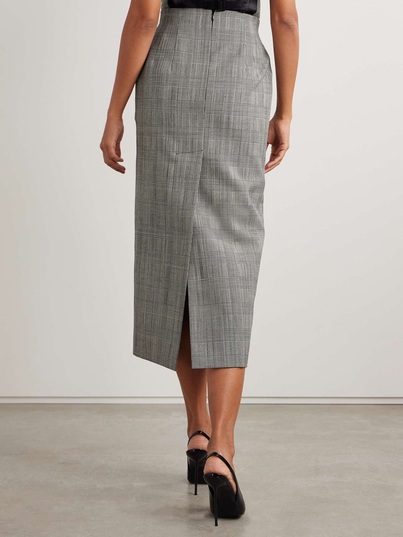 Prince of Wales checked wool midi skirt Gray - 4