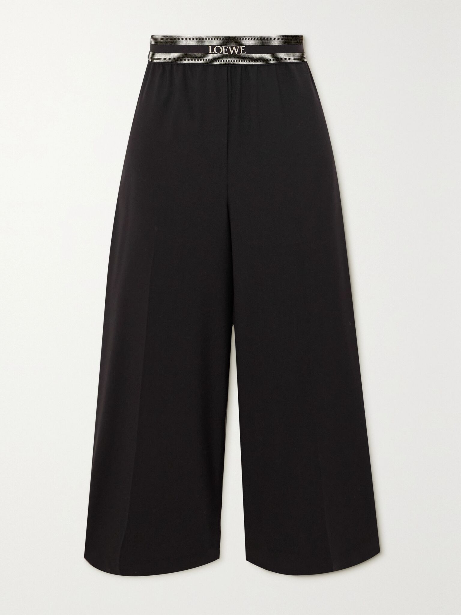 Jacquard-trimmed wool culottes Black - 1