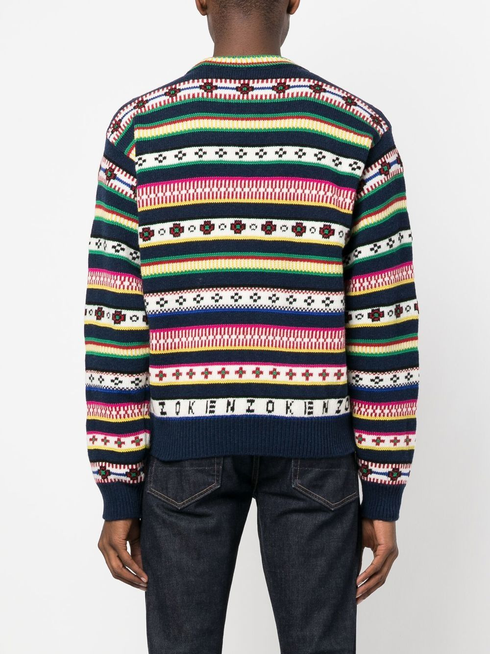 striped wool-cotton blend jumper - 4