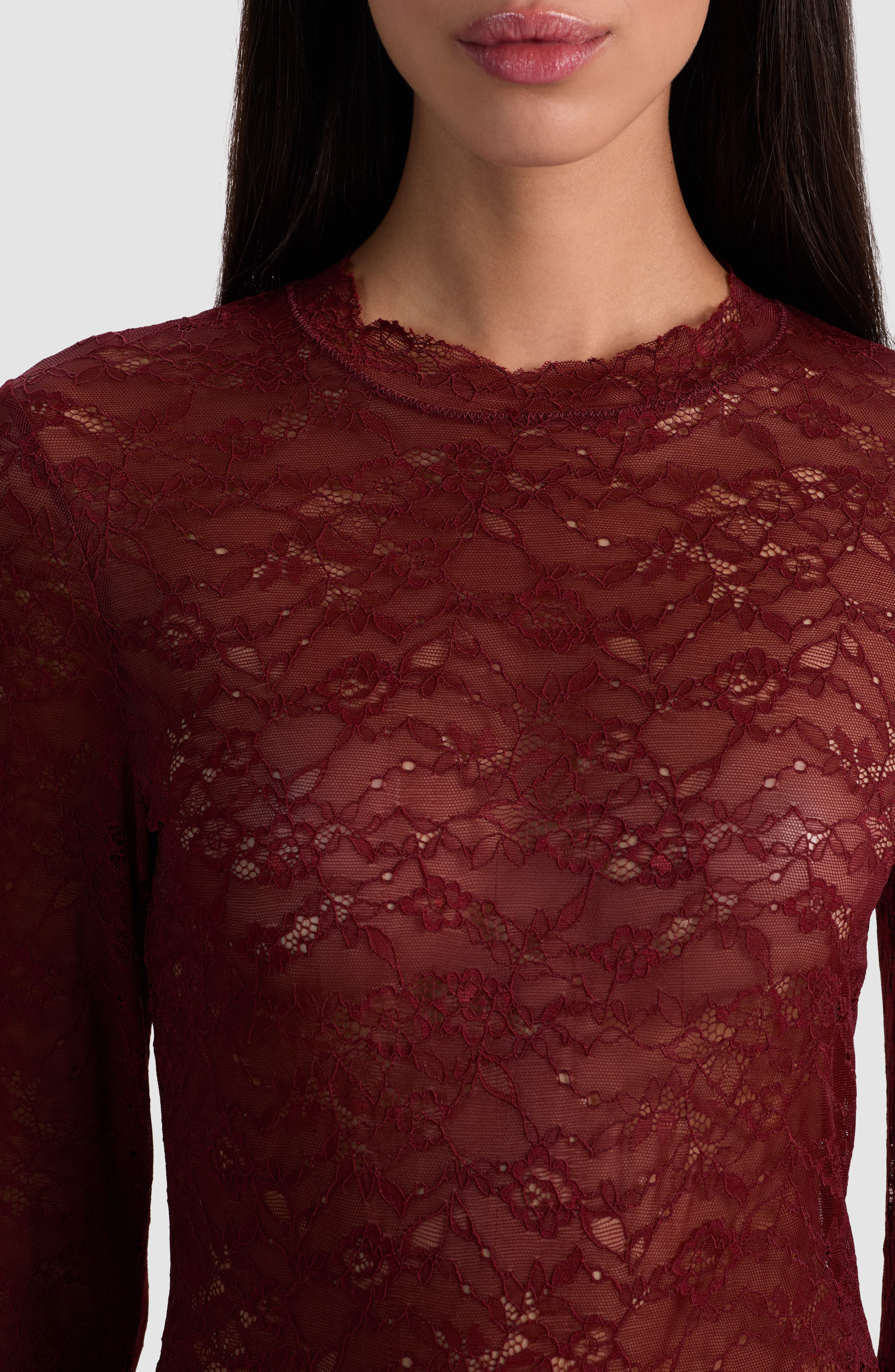 Alice + Olivia Taeyn Lace Bodysuit in Oxblood at Nordstrom - 4